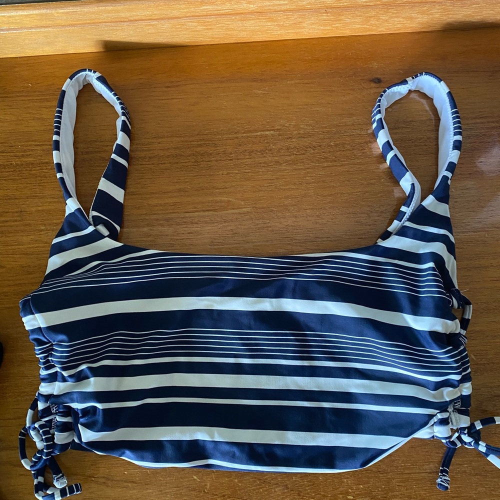 Aerie Navy and White Striped Bikini Top + Bottom
